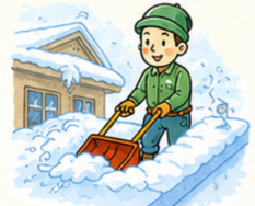 雪かきをするスタッフのイラスト